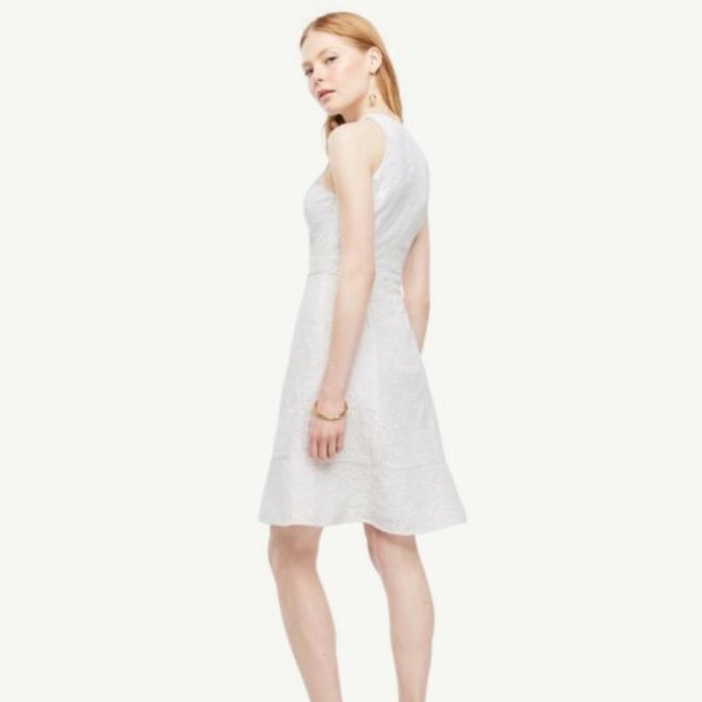 NWT White Eyelet Fit & Flare Dress Size 00P - Picture 2 of 8